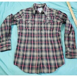 Rockmount Ranch Wear Diamond Pearl Snap Black Shirt Mens Medium Western Sawtooth